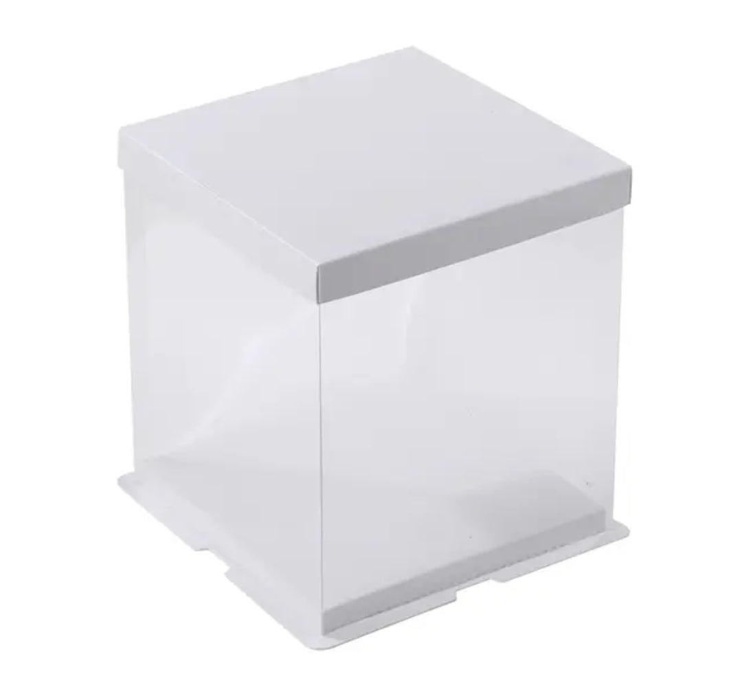 Clear Cake Box w/ white cake drum