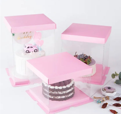 Clear Cake Box w/ white cake drum