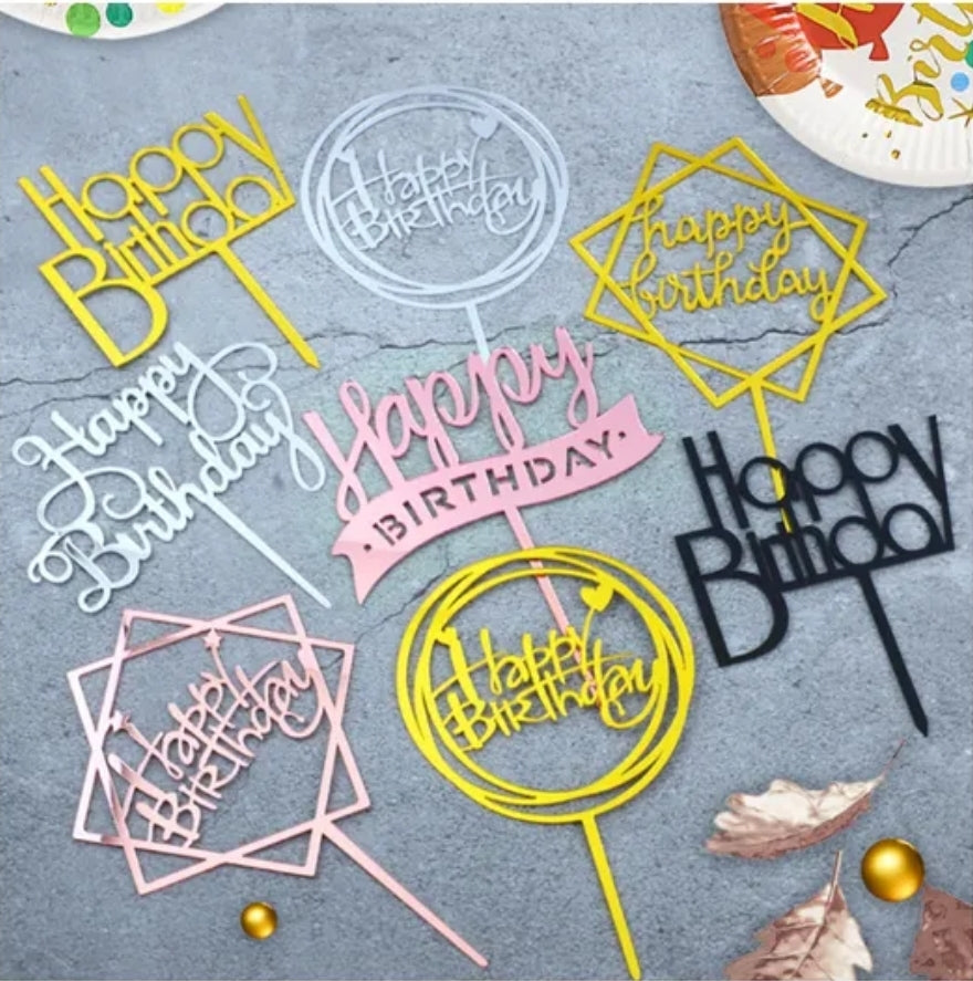 Happy Birthday acrylic cake toppers