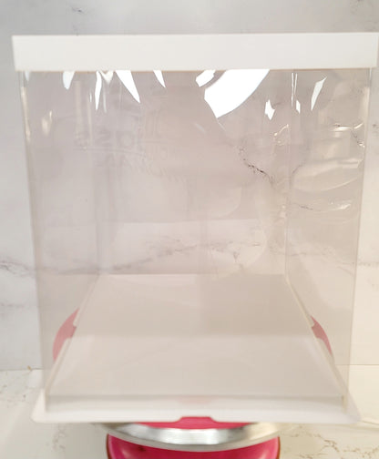 Clear Cake Box w/ white cake drum